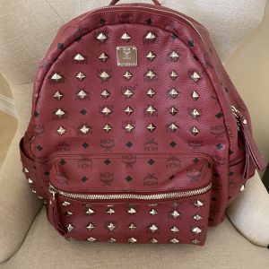 MCM Cognac Visetos Leather Large Studs Stark Backpack