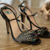 Gucci Crystal-Embellished Metallic Leather Sandals