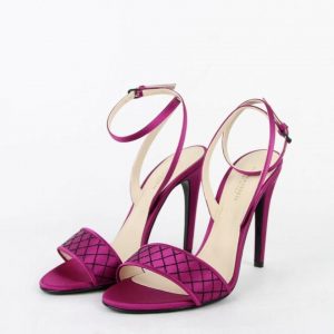 Bottega Veneta Fuchsia Black Whipstitch Satin Heel