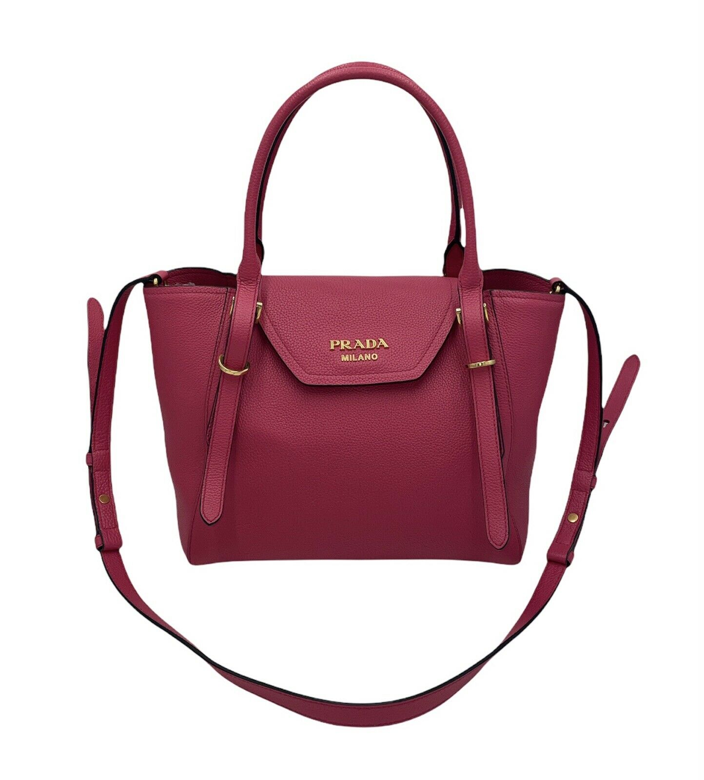 PRADA Vitello Grain Magenta Pink Top Handle Crossbody Handbag