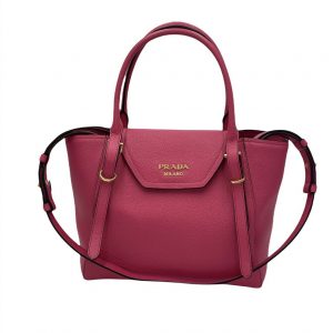 PRADA Vitello Grain Magenta Pink Top Handle Crossbody Handbag
